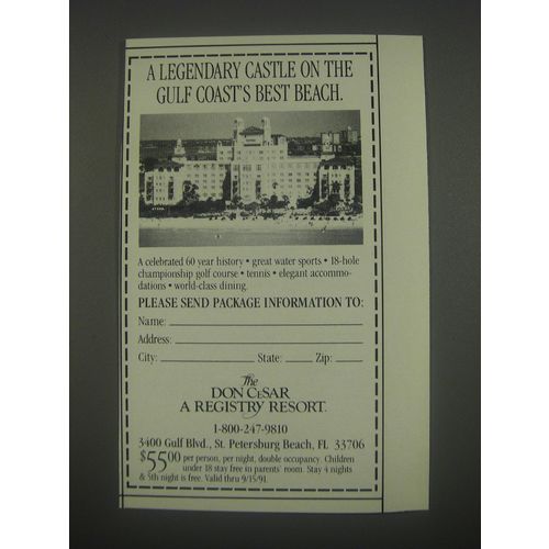 1991 Don Cesar Registry Resort, St. Petersburg Beach, FL Advertisement