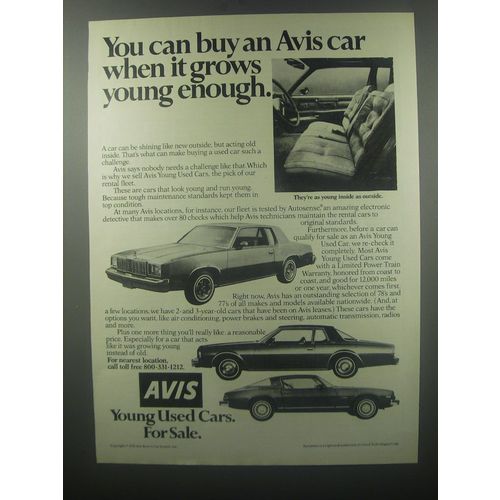 1979 Avis Rent a Car Ad - You can buy an Avis car when it grows young
