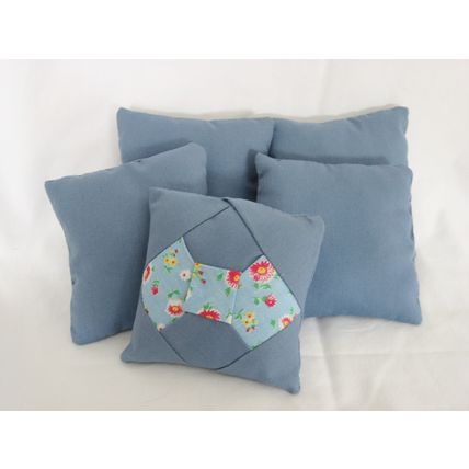 5 Bow Tie Mini Pillow Ornies Bowl Fillers Tucks Decor Blue Quilt