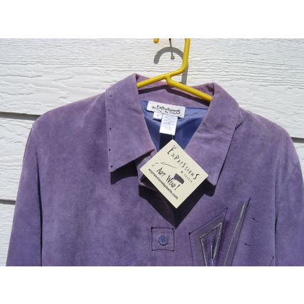 Womens Art Wear Leather Shirt Jacket Small 40 Chest Purple Expressions Leslie