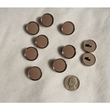 DD10 Dark Tan Shank Button Silver Band 3/4 Round 10 Pieces Sewing Crafting