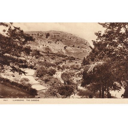 Standard size printed postcard of The Gardens Llandudno Caernarfonshire