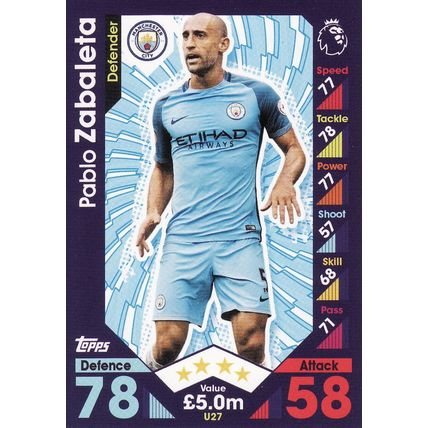 Match Attax 2016/2017 Extra U27 Pablo Zabaleta Manchester City