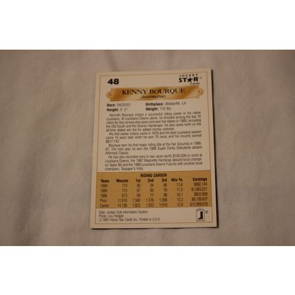 Kenny Bourque 1991 Jockey Star NO. 48