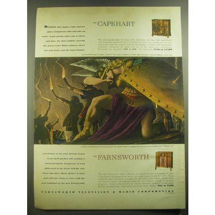1946 Capehart and Farnsworth Phonograph Radios Ad - art by Robert Riggs