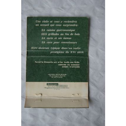 Matchbook Cover Lindekenmaelen Molen, Woluwe St Lambert, Brussel