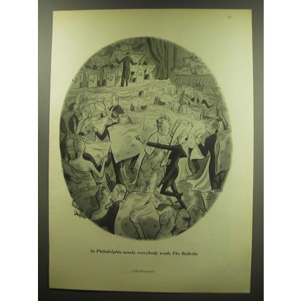 1949 The Philadelphia Bulletin Ad - cartoon by Richard Decker - The Dance Floor