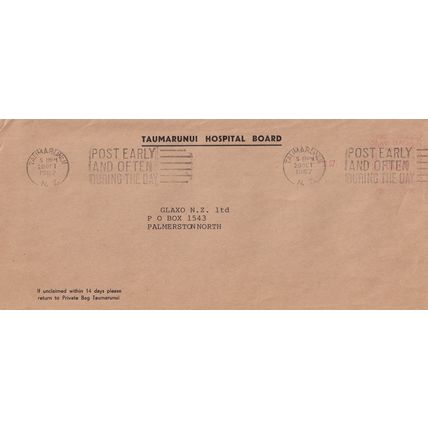 Taumarunui New Zealand Hospital Board Postmark Frank