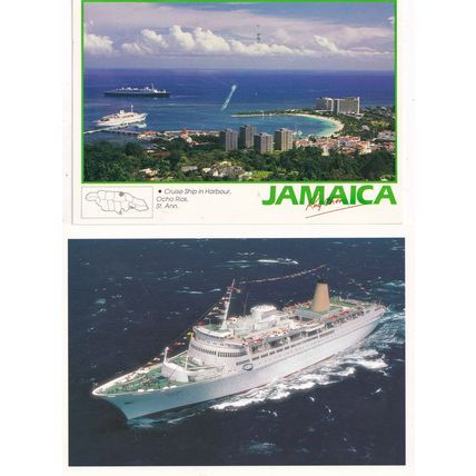 P&O Victoria Ship Sent On Board To Jamaica Cruise 2x Postcard