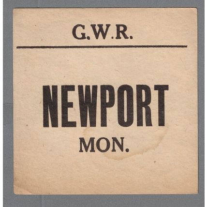 GREAT WESTERN RAILWAY LUGGAGE LABEL - NEWPORT MON (Caps)