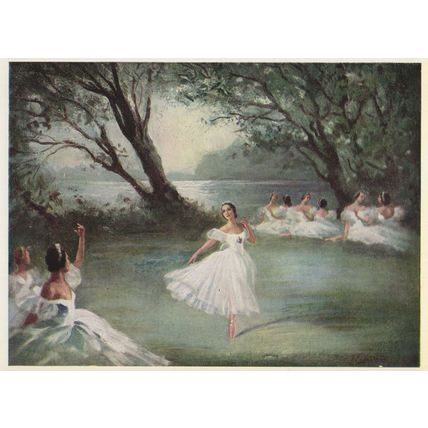 Margot Fonteyn as Giselle Ballerina Ballet Painting Postcard