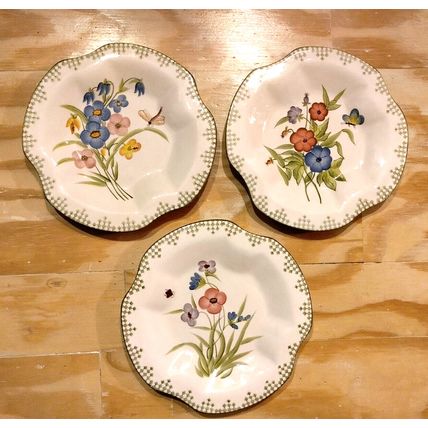 (3) Home Interiors Decor Plate Set - Floral Prints Dishwasher Safe! 2003