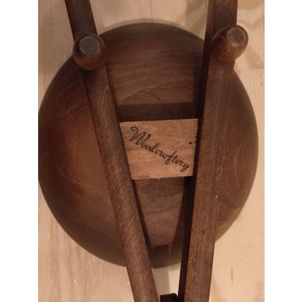 Woodcroftery Wheel Barrow Wood Bowl 14" Long Signed MCM Display Nuts Candy
