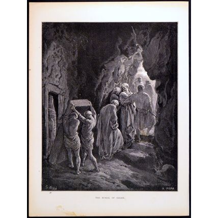 BURIAL OF SARAH 1885 Gustave Doré - Heliodore Joseph Pisan ANTIQUE ENGRAVING