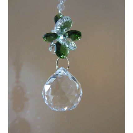 Suncatcher Crystal Ball Green Butterfly Sun Catcher Spiritual Feng Shui