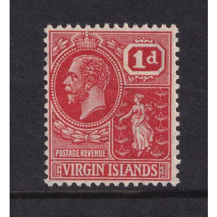 British Virgin Islands KGV 1922-28 1d Scarlet SG89 Mint MLH