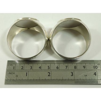 Pair Sampson Mordan & Co Solid Sterling Silver Serviette Napkin Signet Rings