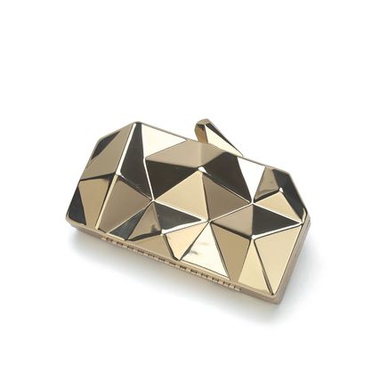 New Handheld Women's Bag Diamond Iron Box Banquet Bag Gold
