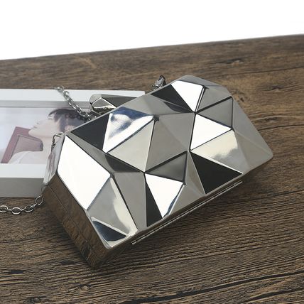 New Handheld Women's Bag Diamond Iron Box Banquet Bag Silver