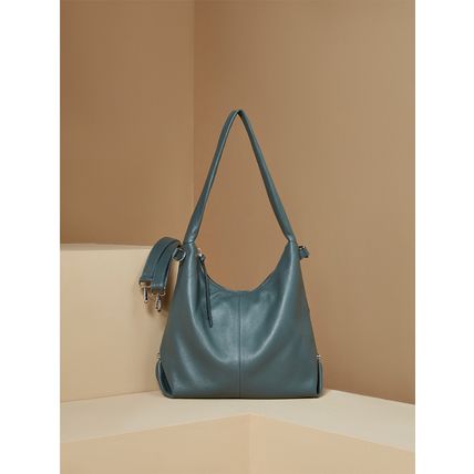 Women Genuine Leather Canvas Handbags Shoulder Bags Blue