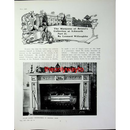 Marble Fireplace, Morning Room, Ickworth House, Book Illustration (Print), 1906