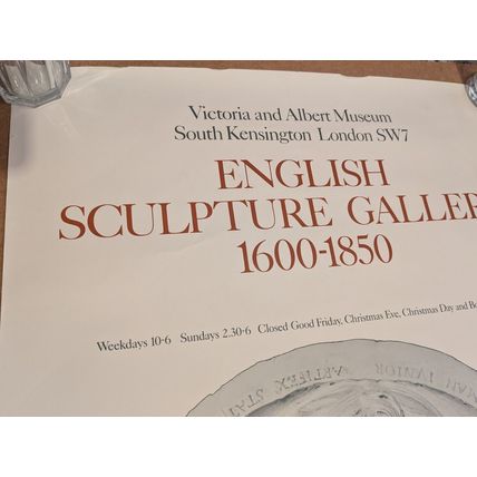 Art vintage V&A exhibition poster 1970s original English Sculpture Gallery VGC