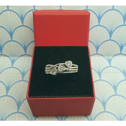 Vintage 925 Sterling Silver and Diamonique CZ Valentine Heart Ring with Box