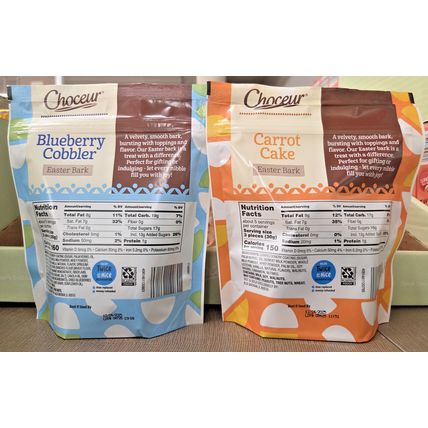 Choceur Blueberry Cobbler & Carrot Cake Easter Bark 5oz 142g (2 Bags)