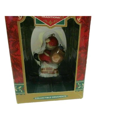 Christmas Traditions Matrix Ornament Santa Climbing Into Chimney in Box