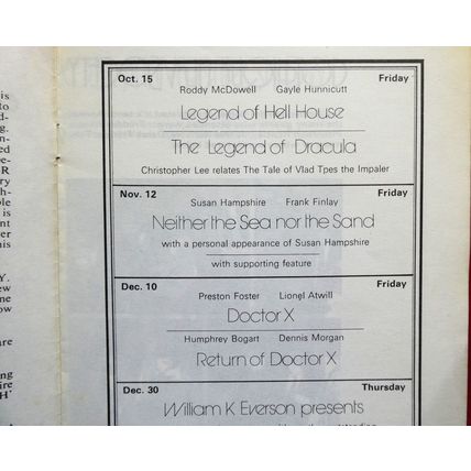 GOTHIQUE FILM SOCIETY (1976-77) Rare 11th Season Programme