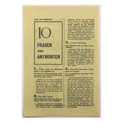 Original WW2 Soviet/Russian Air Drop Propaganda Leaflet. - Code 1834a. - 1942.