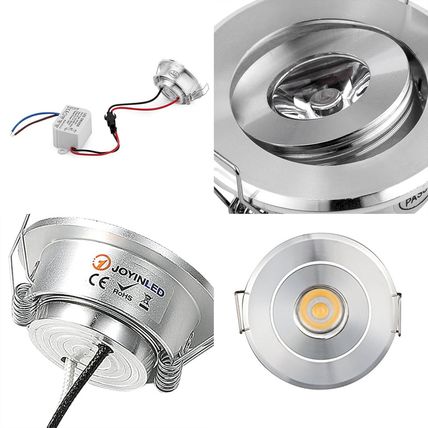 Pack of 10 Mini LED 2" Recessed Spotlight Cabinet Lighting 1X3W Chrome Color 3W