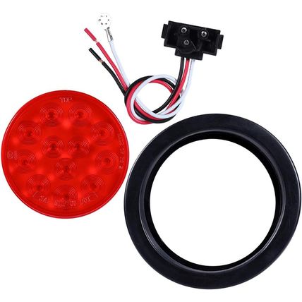 4Inch round Red LED Trailer Tail Lights (Pack of 8) Grommet Plug Included Stop T