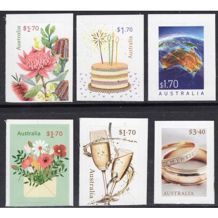 AUSTRALIA: 2025 CHERISHED CELEBRATIONS, SET 6 MNH SELF-ADHESIVE STAMPS.
