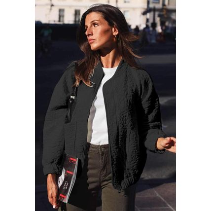 Black Floral Quilted Jacket