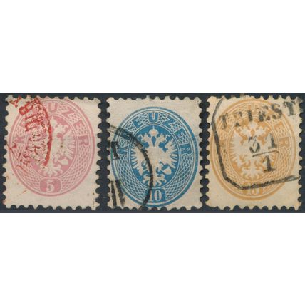 Coat of Arms: 3 Values - Austria 1863 - FH - MiNr 32/4