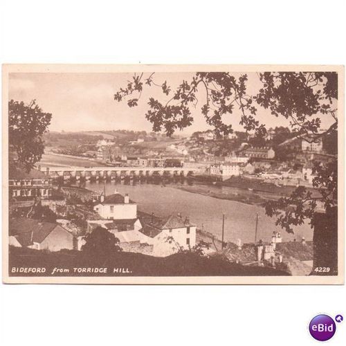 bideford from torridige hill devon postcard r.a. card unposted