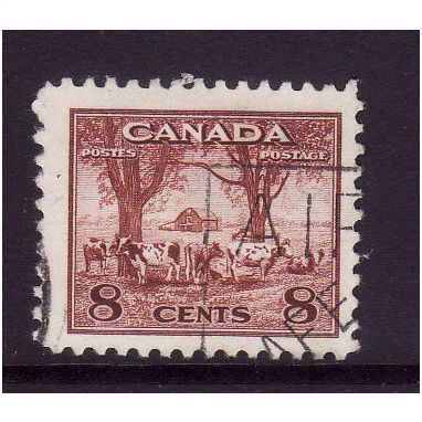 CANADA 1942 8c FARM SCENE RED BROWN SG 382 FINE USED #2