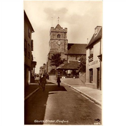 Sussex - SEAFORD - Church Street & Old Plough Inn - RP - c.1910/15?