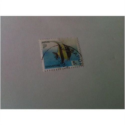 SINGAPORE 2001 TROPICAL MARINE FISH 5c EBID 1 USED