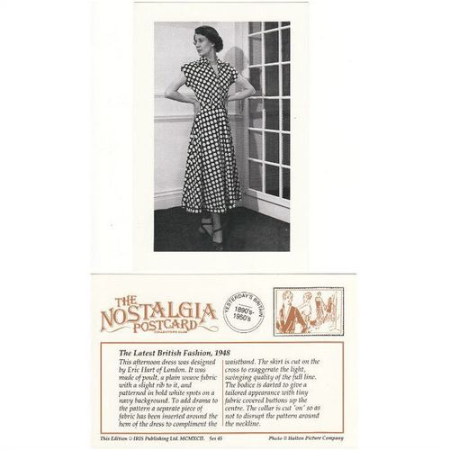 Postcard Latest British Fashion 1948 Eric Hart Dress - Nostalgia