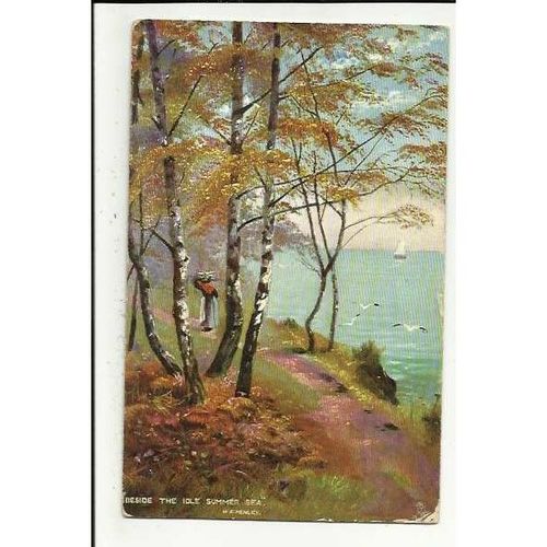 6602 BESIDE THE IDLE SUMMER SEA Tuck Oilette Postcard