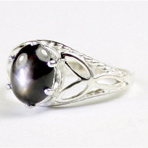 Black Star Sapphire, 925 Sterling Silver Ring, SR137