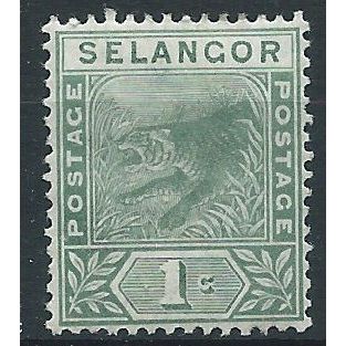 Selangor 1893 SG49 1c Green Mounted Mint ..