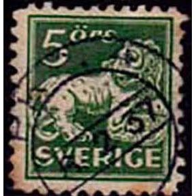 Sverige Sweden 1920 Lion 5ore Used Stamp