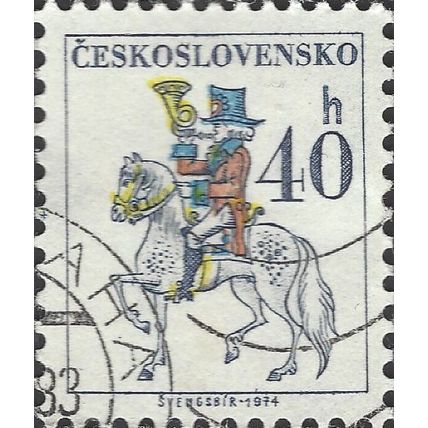 CZECHOSLOVAKIA, Posthorn on horseback, white 1974, 40h, #2