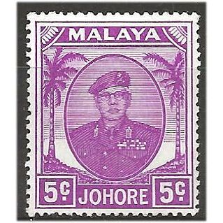 Johore 1952 SG136a 5c Bright Purple Mounted Mint . .. .