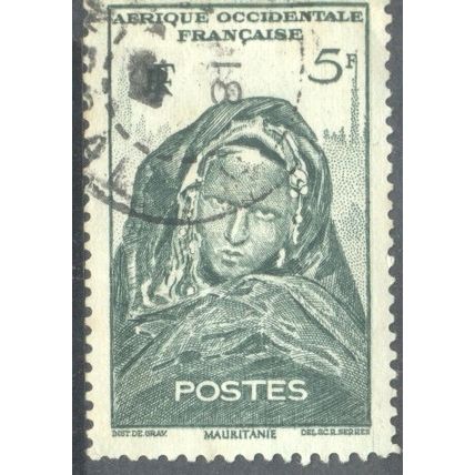 French West Africa 1947 - SG47 - 5f green - Mauritanian Woman - used 2