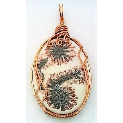 Iron Oxide Porcelain Copper Wire Wrap Pendant 2