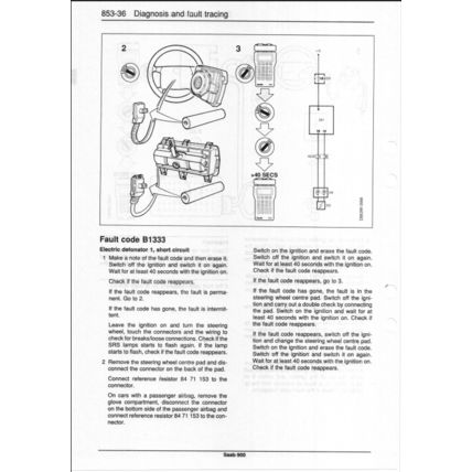 Saab 900 Airbag Workshop Manual 1994 199321052 PDF